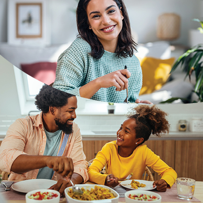 Collage of people eating