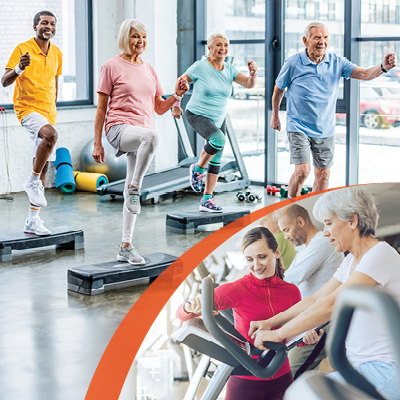 Collage of older individuals exercising